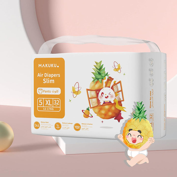 Makuku Slim Tape Air Diapers, Size 5, X-Large For 12-17Kg Baby, Pack of 32's - Easy Pharmacy LLC