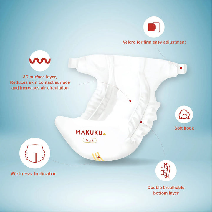 Makuku Slim Tape Air Diapers, Size 4, Large For 9-14Kg Baby, Pack of 204's - Easy Pharmacy LLC