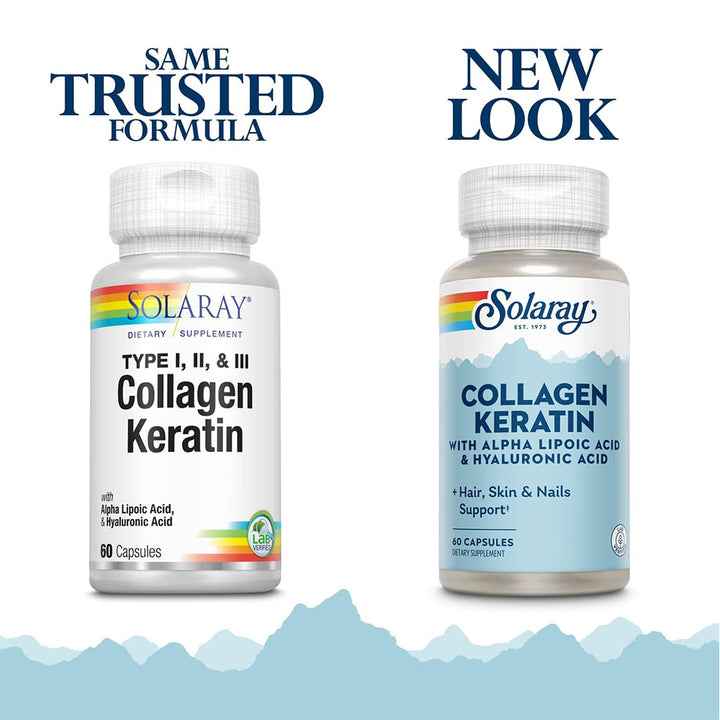 Solaray Collagen Keratin Capsules With Alpha Lipoic Acid & Hyaluronic Acid For Hair, Skin, & Nails, Pack of 60's - Easy Pharmacy LLC
