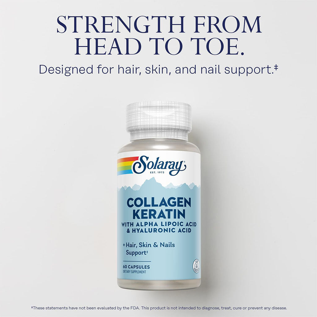 Solaray Collagen Keratin Capsules With Alpha Lipoic Acid & Hyaluronic Acid For Hair, Skin, & Nails, Pack of 60's - Easy Pharmacy LLC
