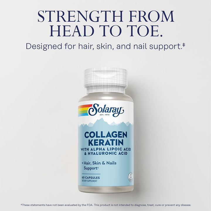 Solaray Collagen Keratin Capsules With Alpha Lipoic Acid & Hyaluronic Acid For Hair, Skin, & Nails, Pack of 60's - Easy Pharmacy LLC