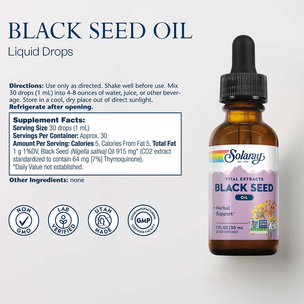 Solaray Cold Pressed Black Seed 7% Thymoquinone Oil 30ml - Easy Pharmacy LLC