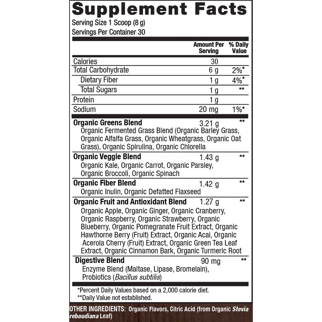 PlantFusion Organic Fruitiful Greens Fermented Superfood Powder Blend 240g - Easy Pharmacy LLC