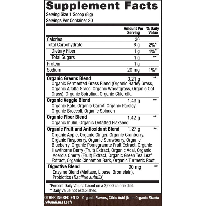 PlantFusion Organic Fruitiful Greens Fermented Superfood Powder Blend 240g - Easy Pharmacy LLC