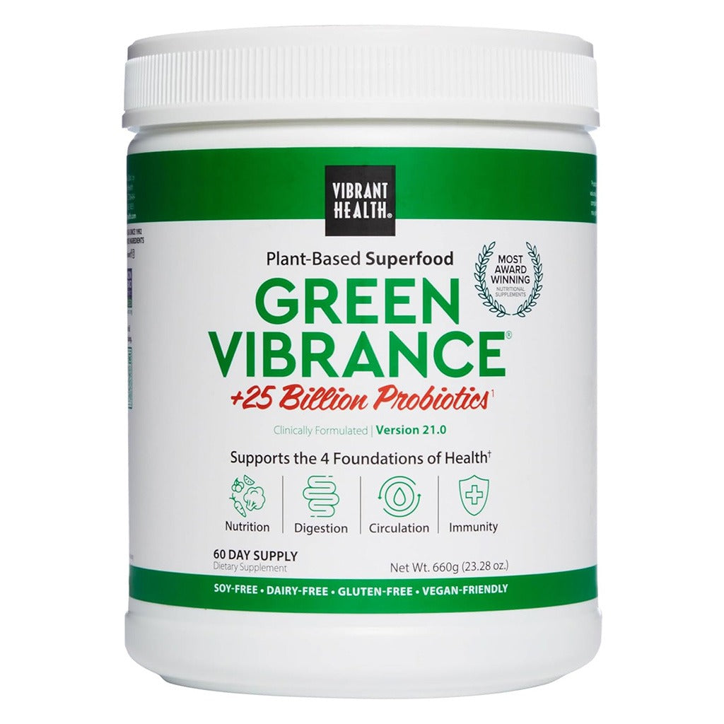 Vibrant Health Green Vibrance +25 Billion Probiotics Plant Based Super Food Powder 660g - Easy Pharmacy LLC
