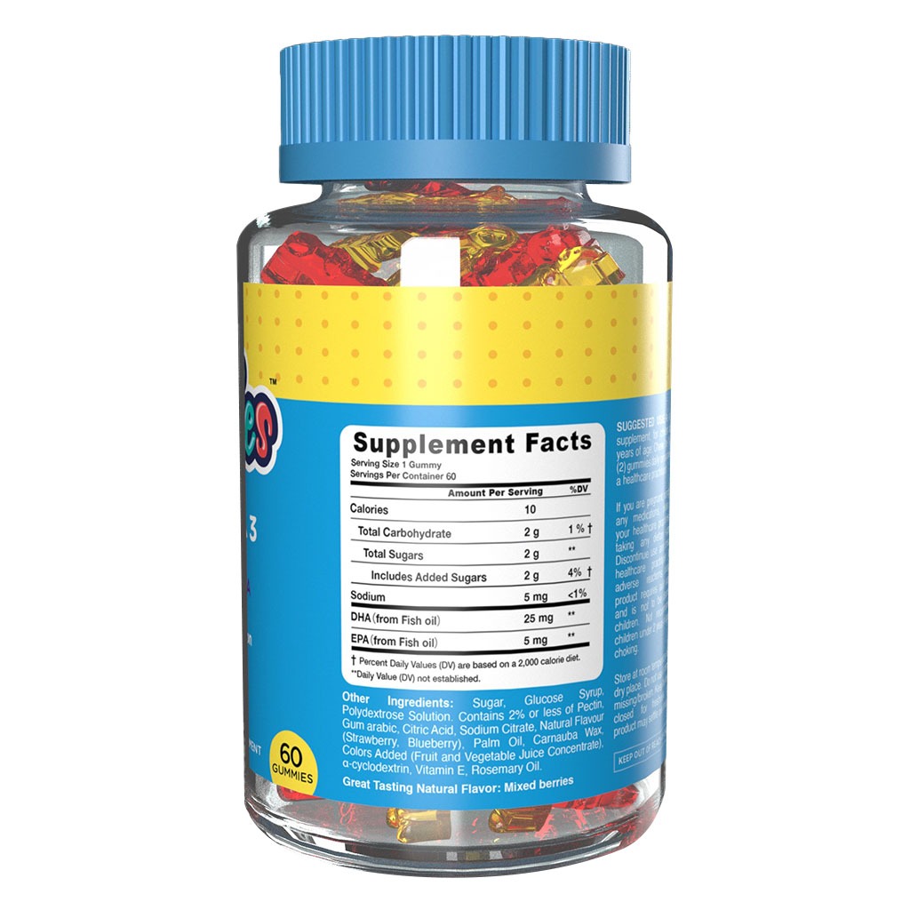Dr. Gummies Kids Omega 3 Gummies With DHA & EPA For Healthy Vision And Brain Function, Pack of 60's - Easy Pharmacy LLC