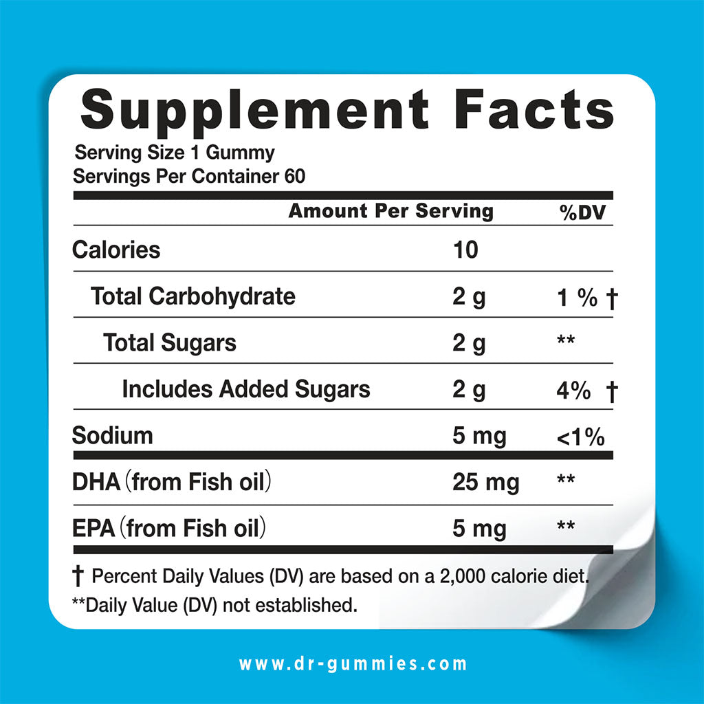 Dr. Gummies Kids Omega 3 Gummies With DHA & EPA For Healthy Vision And Brain Function, Pack of 60's - Easy Pharmacy LLC