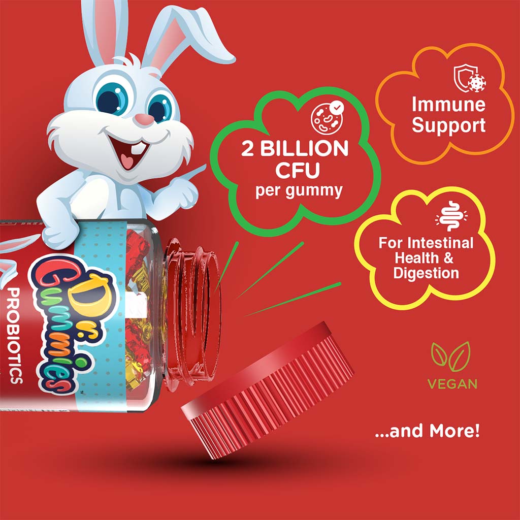Dr. Gummies Kids Probiotic Gummies With 2 Billion CFU For Digestive Support, Pack of 60’s - Easy Pharmacy LLC