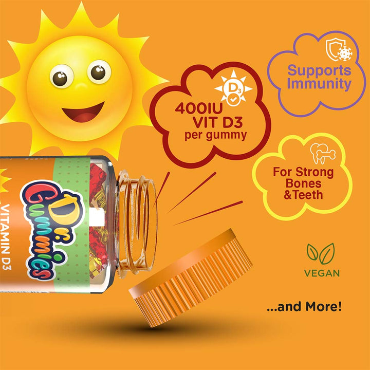 Dr. Gummies Kids Vitamin D3 Gummies 400IU For Strong Bones & Immunity, Pack of 60’s - Easy Pharmacy LLC