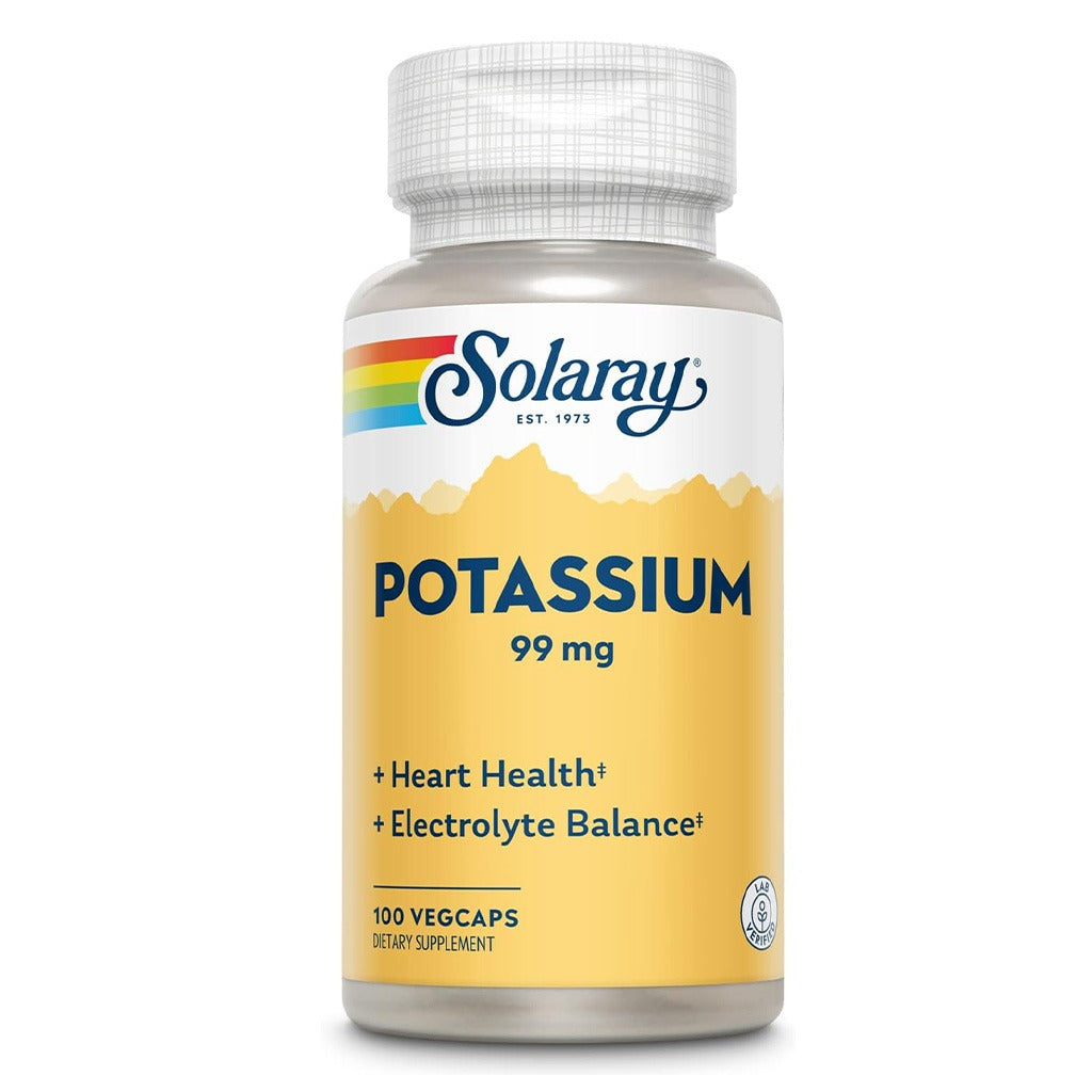 Solaray Potassium 99mg Veg Capsules For Heart Health & Electrolyte Balance, Pack of 100's - Easy Pharmacy LLC