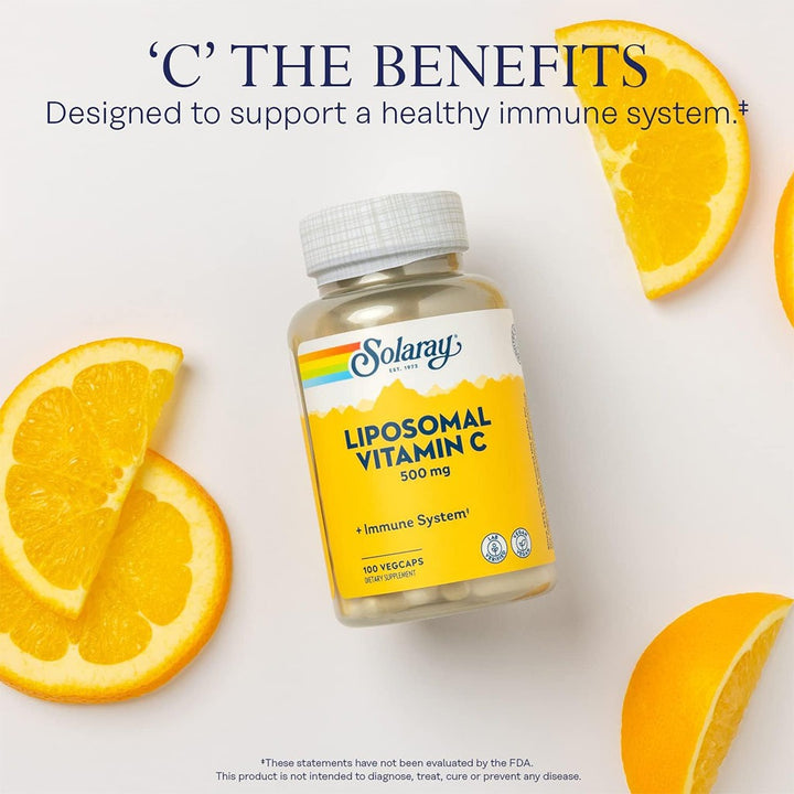 Solaray Liposomal Vitamin C 500mg Veg Capsules For Healthy Immune System, Pack of 100's - Easy Pharmacy LLC