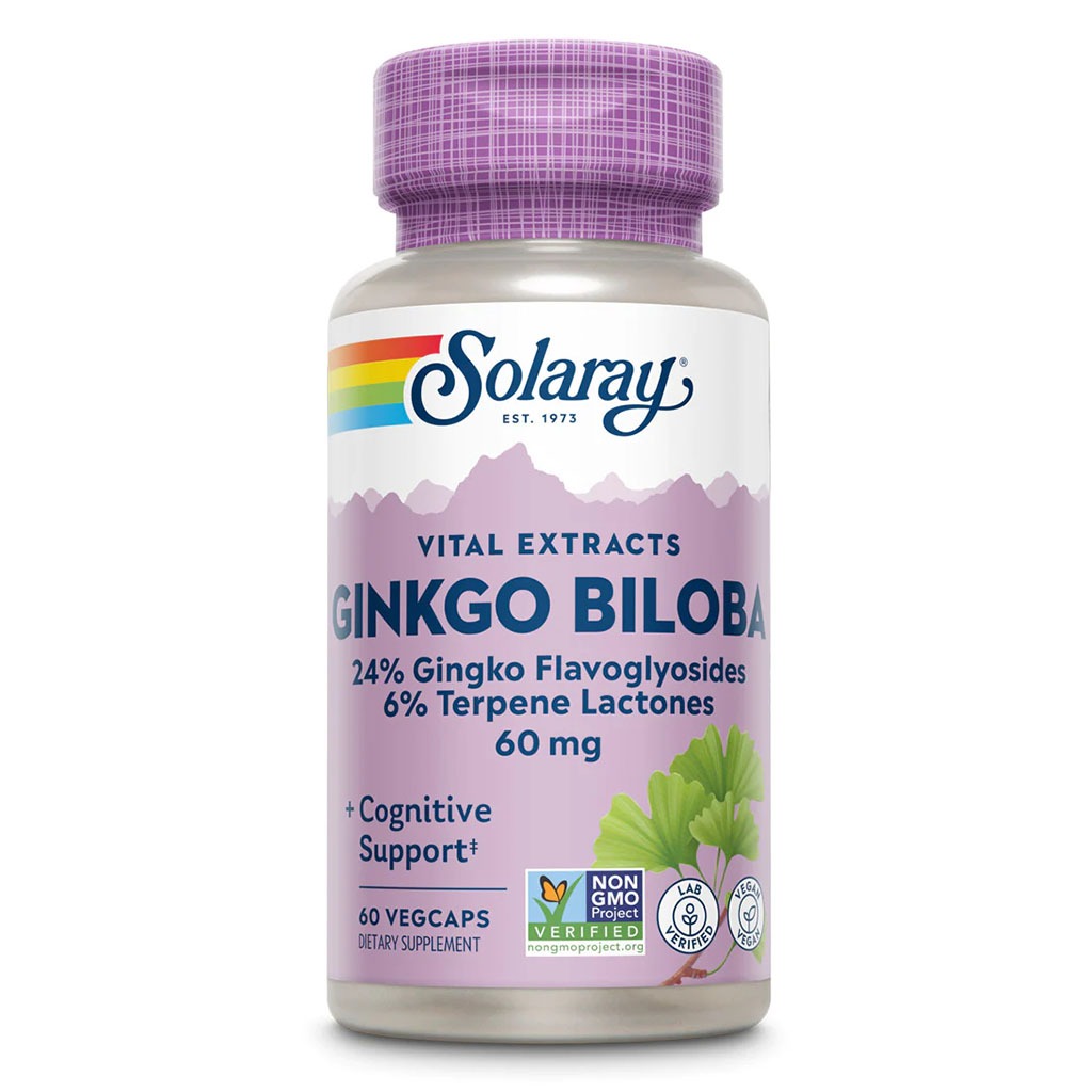 Solaray Ginkgo Biloba Leaf Extract 60mg Veg Capsules For Cognitive Support, Pack of 60's - Easy Pharmacy LLC