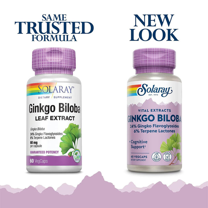 Solaray Ginkgo Biloba Leaf Extract 60mg Veg Capsules For Cognitive Support, Pack of 60's - Easy Pharmacy LLC