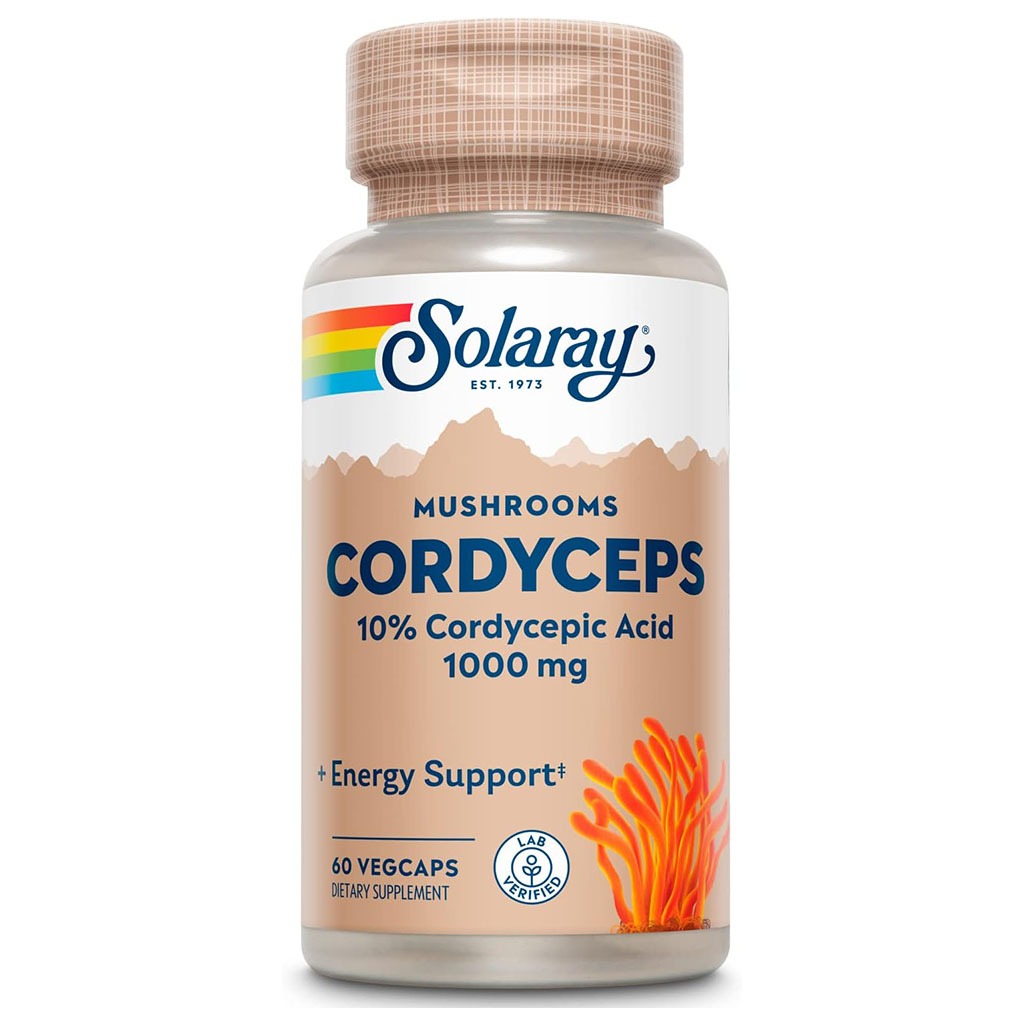 Solaray Mushrooms Cordyceps 10% Cordysepic Acid 1000mg Veg Capsules For Energy Support, Pack of 60's - Easy Pharmacy LLC