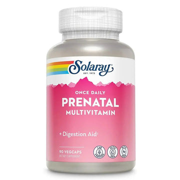 Solaray Prenatal Multivitamin Veg Capsules Once Daily DHA and Iron 90 Count