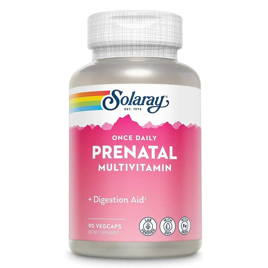 Solaray Prenatal Multivitamin Veg Capsules Once Daily DHA and Iron 90 Count