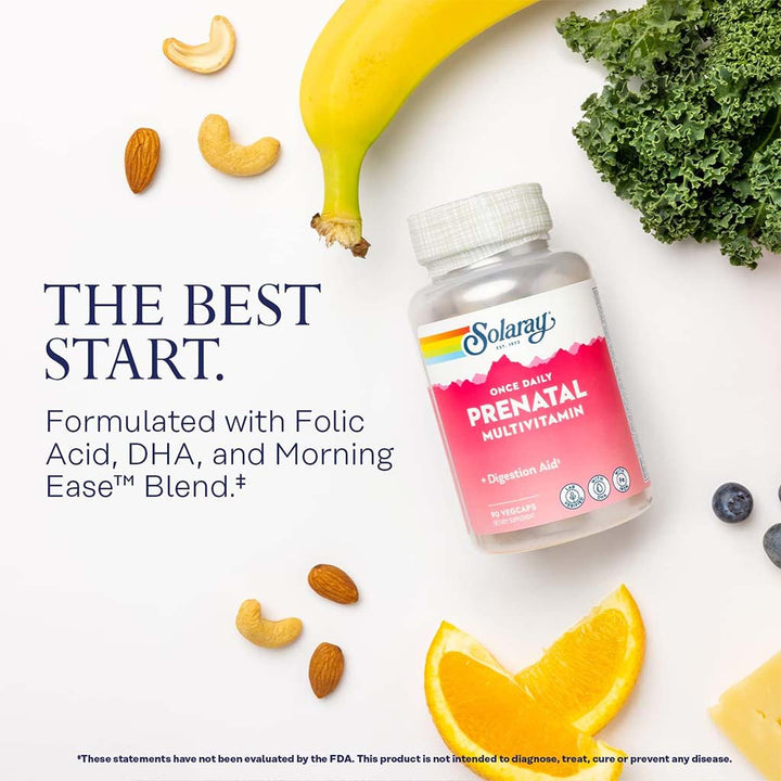 Solaray Once Daily Prenatal Multivitamin Veg Capsules With DHA & Iron, Pack of 90's - Easy Pharmacy LLC