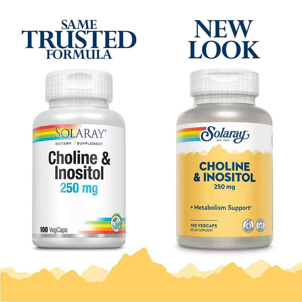 Solaray Choline & Inositol 250mg Veg Capsules To Support Metabolism, Pack of 100's - Easy Pharmacy LLC
