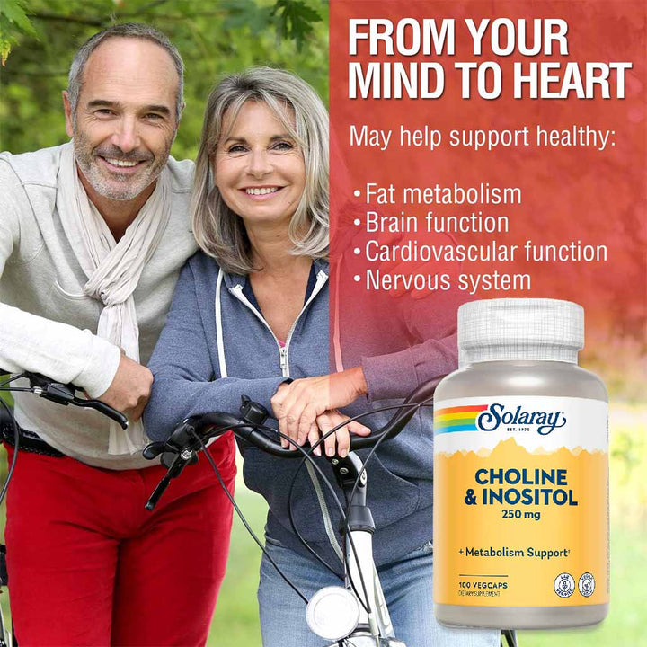 Solaray Choline & Inositol 250mg Veg Capsules To Support Metabolism, Pack of 100's - Easy Pharmacy LLC