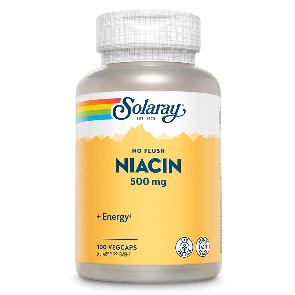 Solaray Niacin No Flush 500mg Veg Capsules For Energy Support, Pack of 100's - Easy Pharmacy LLC