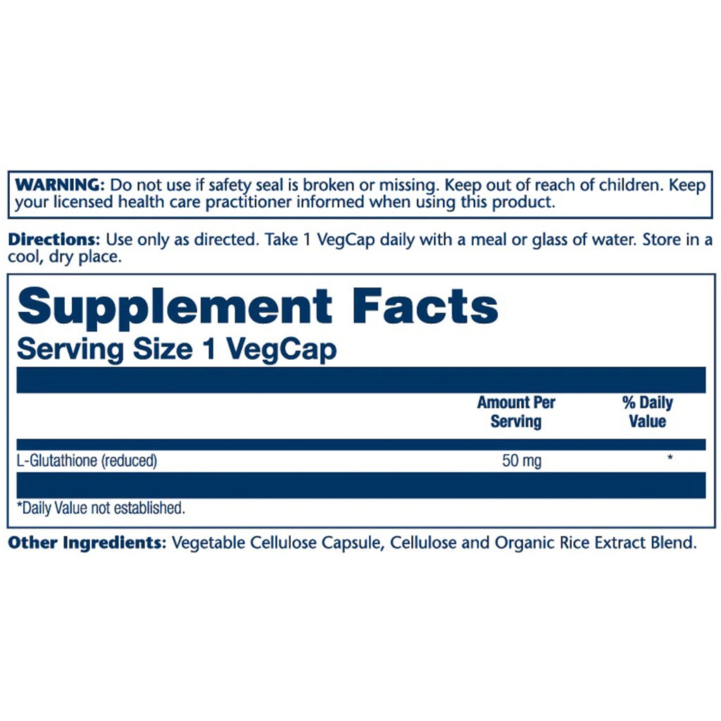 Solaray L Glutathione 50mg Vegetarian Capsules For Antioxidant Support, Pack of 60's - Easy Pharmacy LLC