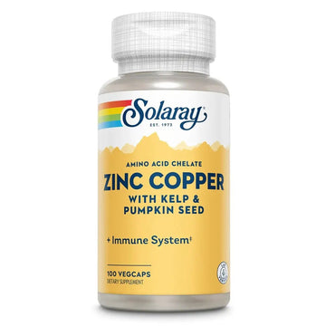 Solaray Amino Acid Chelate Zinc Copper Veg Capsules 100 Caps Supports Immune System