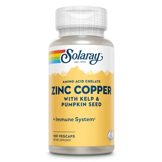 Solaray Amino Acid Chelate Zinc Copper Veg Capsules 100 Caps Supports Immune System
