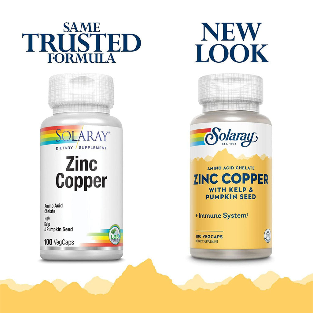 Solaray Amino Acid Chelate Zinc Copper Veg Capsules With Kelp & Pumpkin Seed For Healthy Immune System, Pack of 100's - Easy Pharmacy LLC