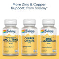 Solaray Amino Acid Chelate Zinc Copper Veg Capsules 100 Caps Supports Immune System