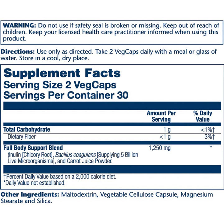 Solaray Bacillus Coagulans 5 Billion CFU Vegetarian Capsules With Prebiotics For Digestive & Full Body Support, Pack of 60's - Easy Pharmacy LLC