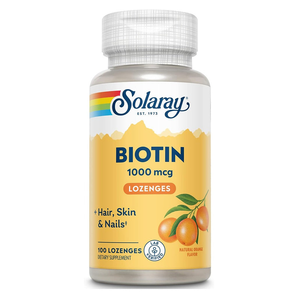 Solaray Biotin 1000mcg Lozenges For Healthy Hair, Skin & Nails, Pack of 100's - Easy Pharmacy LLC