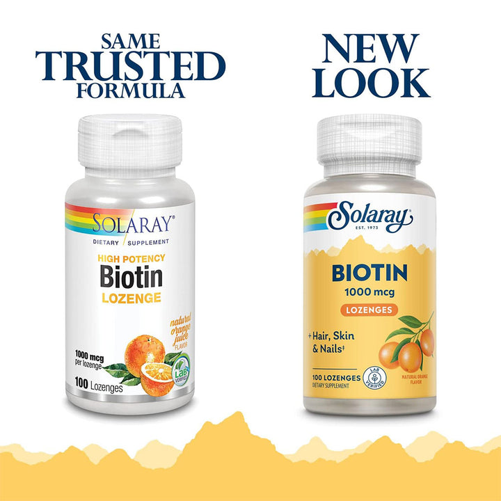 Solaray Biotin 1000mcg Lozenges For Healthy Hair, Skin & Nails, Pack of 100's - Easy Pharmacy LLC