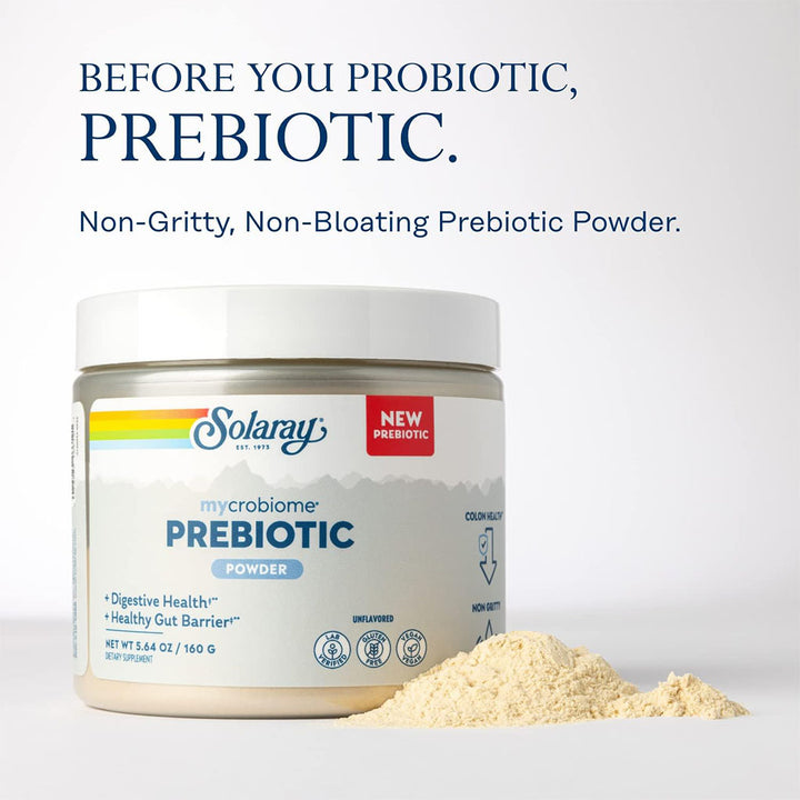 Solaray Microbiome Prebiotic Powder For Digestive Health & Healthy Gut Barrier, Unflavored, 160g - Easy Pharmacy LLC