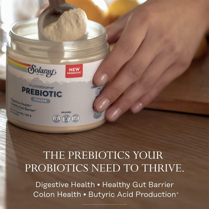Solaray Microbiome Prebiotic Powder For Digestive Health & Healthy Gut Barrier, Unflavored, 160g - Easy Pharmacy LLC