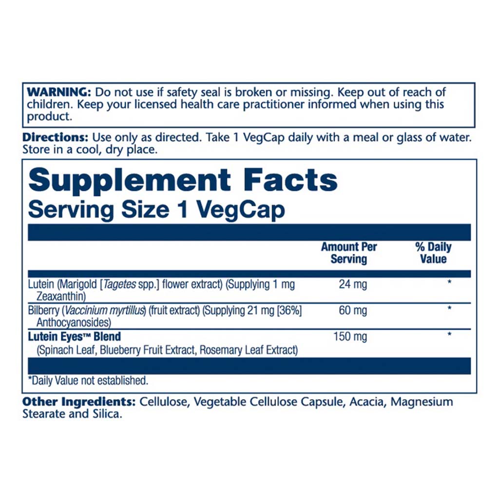 Solaray Advanced Lutein Eyes 24mg Vegetarian Capsules With Marigold, Bilberry & Blueberry For Eye Health, Pack of 30's - Easy Pharmacy LLC