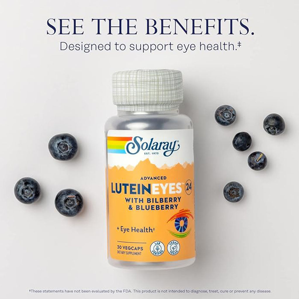 Solaray Advanced Lutein Eyes 24mg Vegetarian Capsules With Marigold, Bilberry & Blueberry For Eye Health, Pack of 30's - Easy Pharmacy LLC