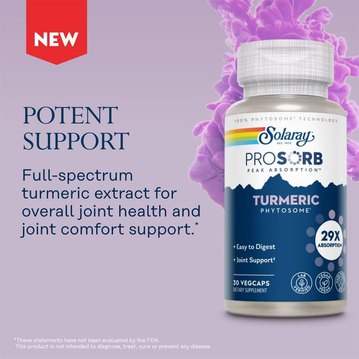 Solaray Prosorb Turmeric Curcumin Phytosome™ Vegcaps For Joint Support, Pack of 30's - Easy Pharmacy LLC