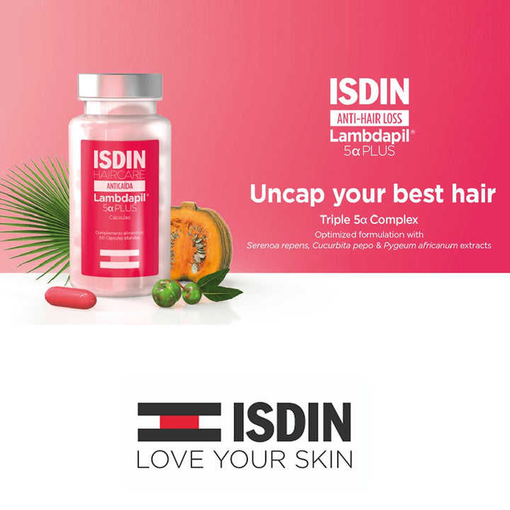 Isdin Haircare Anticaida Lambdapil 5α Plus Anti-Hair Loss Supplement Capsules, Pack of 60's - Easy Pharmacy LLC
