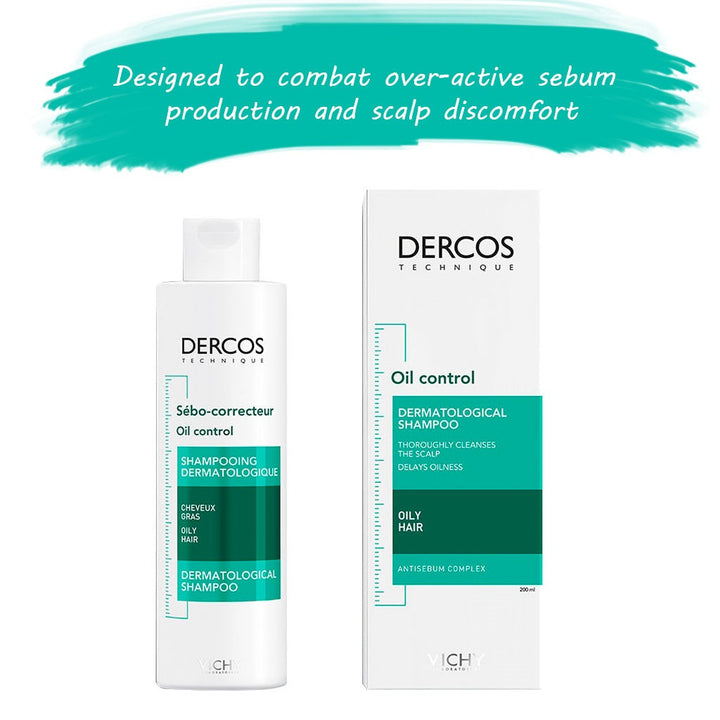 Vichy Dercos Oil Control Paraben-Free Shampoo For Oil Scalp and Hair 200ml - Easy Pharmacy LLC