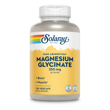 Solaray Magnesium Glycinate 350 Milligrams Highly Absorbable Capsules 120 Count