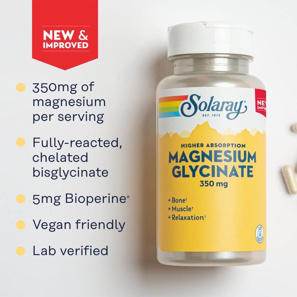 Solaray 350mg Magnesium Glycinate Vegetarian Capsules For Healthy Bones & Muscles , Pack of 120's - Easy Pharmacy LLC