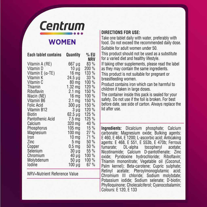 Centrum Women's Multivitamin Supplement Tablets, Pack of 60’s - 25% Off PROMO PACK - Easy Pharmacy LLC