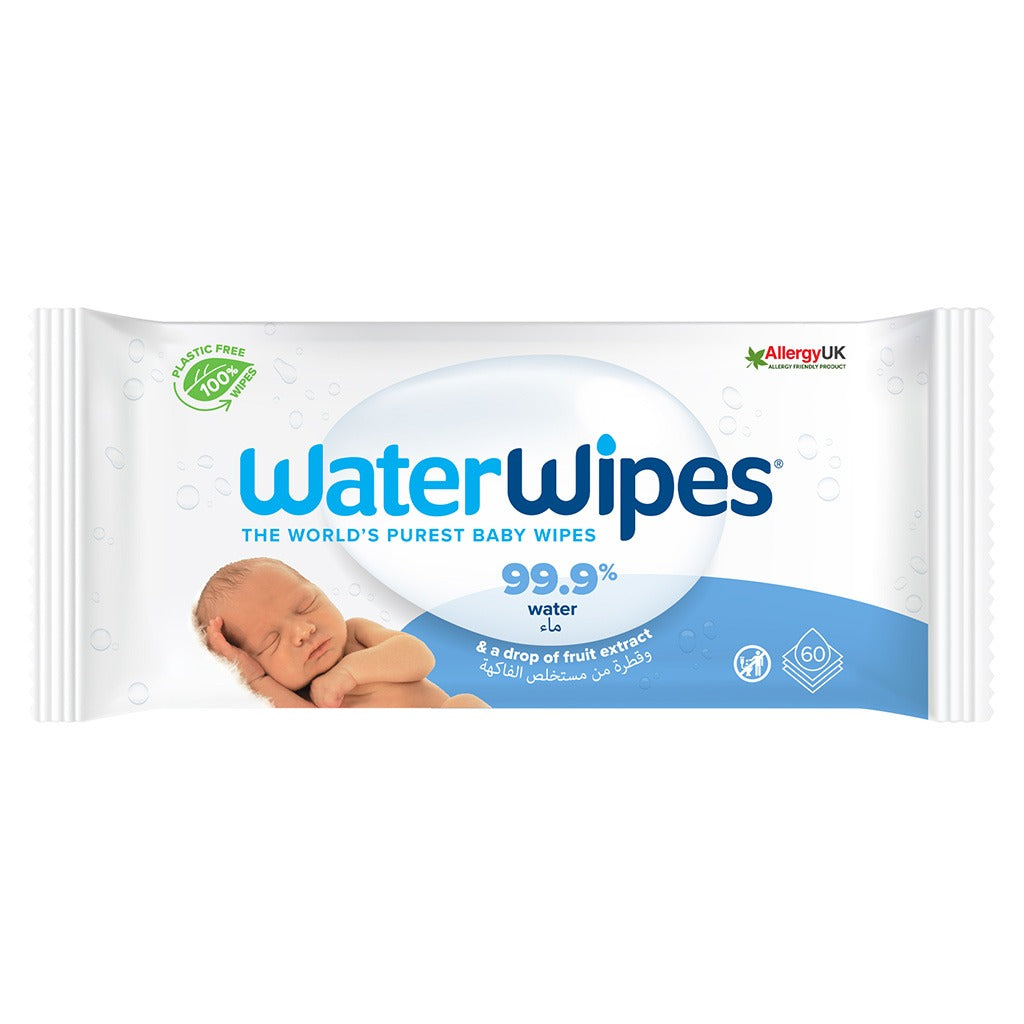 WaterWipes Original Plastic Free Baby Wipes, Pack of 60 Unscented Wet Wipes - Easy Pharmacy LLC