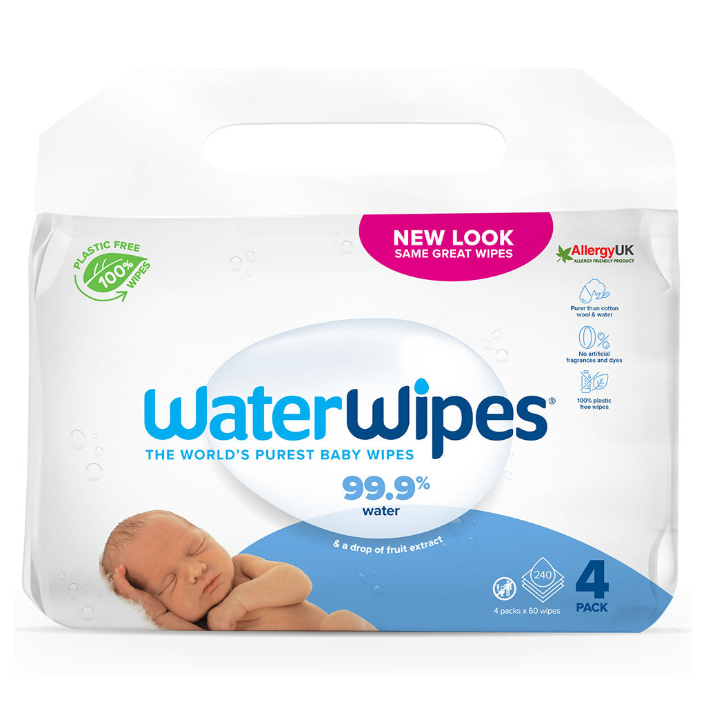 WaterWipes Original Plastic Free Baby Wipes, 4 Packs Each of 60 Unscented Wet Wipes - Easy Pharmacy LLC