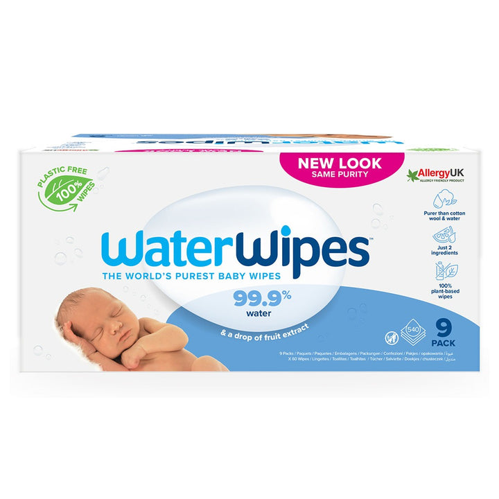 WaterWipes Original Plastic Free Baby Wipes, 9 Packs Each of 60 Unscented Wet Wipes - Easy Pharmacy LLC