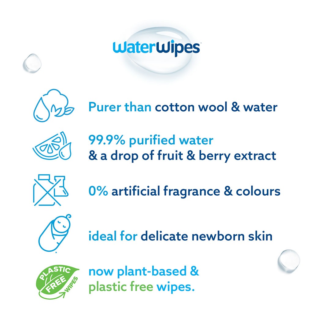 WaterWipes Original Plastic Free Baby Wipes, 9 Packs Each of 60 Unscented Wet Wipes - Easy Pharmacy LLC