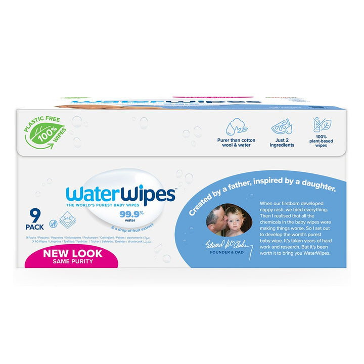 WaterWipes Original Plastic Free Baby Wipes, 9 Packs Each of 60 Unscented Wet Wipes - Easy Pharmacy LLC
