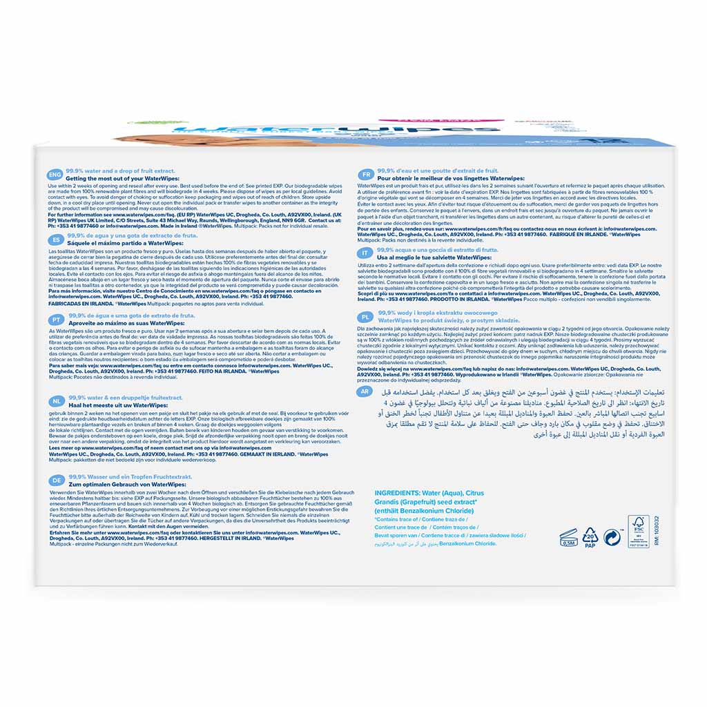 WaterWipes Original Plastic Free Baby Wipes, 12 Packs Each of 60 Unscented Wet Wipes - Easy Pharmacy LLC