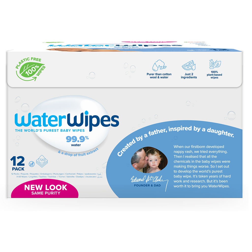 WaterWipes Original Plastic Free Baby Wipes, 12 Packs Each of 60 Unscented Wet Wipes - Easy Pharmacy LLC