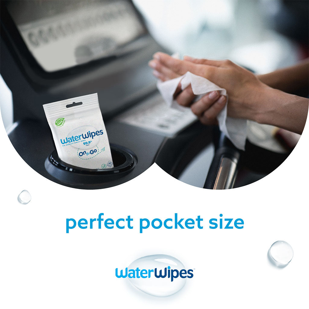 WaterWipes Plastic Free On the Go Wipes, Pack of 10 Unscented Wet Wipes - Easy Pharmacy LLC